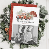 ヴィンテージレッドファームトラックバームクリスマスフォト シーズンカード