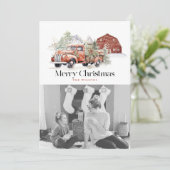 ヴィンテージレッドファームトラックバームクリスマスフォト シーズンカード (スタンド正面)