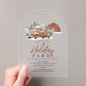 ヴィンテージレッドファームトラックバーンホリデーパーティー アクリル招待状 (インサイチュ (ポータブル))