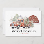 ヴィンテージレッドファームトラックバーンマウンテンクリスマス シーズンカード (正面)