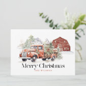ヴィンテージレッドファームトラックバーンマウンテンクリスマス シーズンカード (スタンド正面)