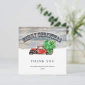 ヴィンテージレッドファームトラックホリデークリ企業のスマス サンキューカード (スタンド正面)