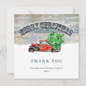 ヴィンテージレッドファームトラックホリデークリ企業のスマス サンキューカード (正面)
