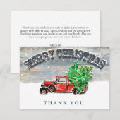 ヴィンテージレッドファームトラックホリデークリ企業のスマス サンキューカード (正面/裏面)