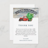 ヴィンテージレッドファームトラックホリデークリ企業のスマス サンキューカード (正面/裏面)