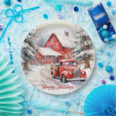 ヴィンテージレッドファームトラックレッドバーン ペーパープレート (パーティー)