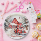 ヴィンテージレッドファームトラックレッドバーン ペーパープレート (パーティー)