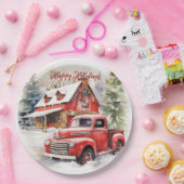 ヴィンテージレッドファームトラックレッドバーン ペーパープレート (パーティー)