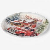 ヴィンテージレッドファームトラックレッドバーン ペーパープレート (アングル)