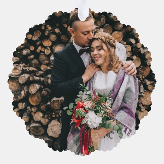 ヴィンテージレッドファームトラック |初めてのクリスマスさんそしてミセス オーナメントカード (裏面)