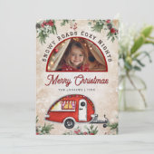 ヴィンテージレッドフェスティバルキャンパーアーチフォトクリスマス シーズンカード (スタンド正面)