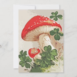 ヴィンテージレッドフォレストキノコとグリーンラッキークローバー