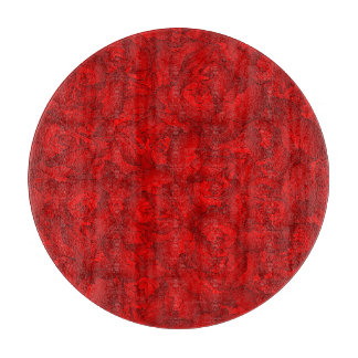 ヴィンテージレッドフローラアート カッティングボード