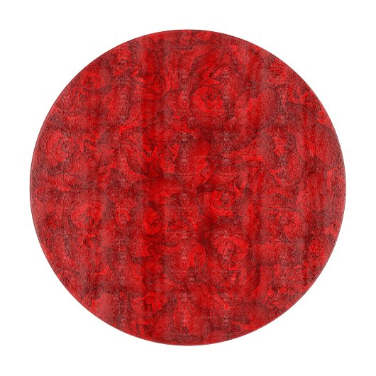 ヴィンテージレッドフローラアート カッティングボード (正面)