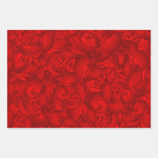 ヴィンテージレッドフローラアート ラッピングペーパーシート (正面)