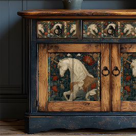 ヴィンテージレッドフローラウィリアムモリススタイルユニコーン 薄葉紙