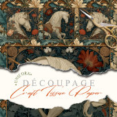 ヴィンテージレッドフローラウィリアムモリススタイルユニコーン 薄葉紙