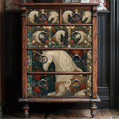 ヴィンテージレッドフローラウィリアムモリススタイルユニコーン 薄葉紙