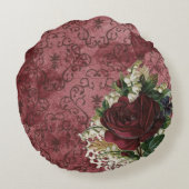 ヴィンテージレッドフローラエンフェマララブ ラウンドクッション (裏面)