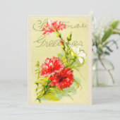 ヴィンテージレッドフローラクリスマスカード サンキューカード (スタンド正面)