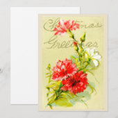 ヴィンテージレッドフローラクリスマスカード サンキューカード (正面/裏面)