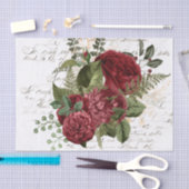 ヴィンテージレッドフローラコラージュティッシュペーパー 薄葉紙 (クラフト)