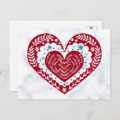 ヴィンテージレッドフローラハートラブ ポストカード (正面/裏面)