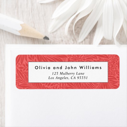 ヴィンテージレッドフローラ植物学差出人住所ラベル ラベル (インサイチュ)