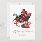 ヴィンテージレッドブラッククリスマスそりパッケージ シーズンカード (正面)