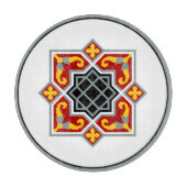 ヴィンテージレッドブラックバルセロナタイル幾何学的アート カッティングボード (正面)