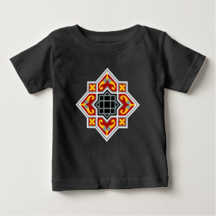 ヴィンテージレッドブラックバルセロナタイル幾何学的アート ベビーTシャツ