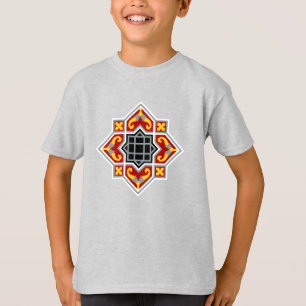ヴィンテージレッドブラックバルセロナタイル幾何学的アート Tシャツ