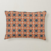 ヴィンテージレッドブラックバルセロナタイル幾何学的グラフィック アクセントクッション (裏面)