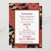 ヴィンテージレッドブラックフローラブライダルシャワー 招待状 (正面/裏面)