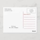 ヴィンテージレッドブラック&ホワイトダマスクウェディングサンキュー ポストカード (裏面)