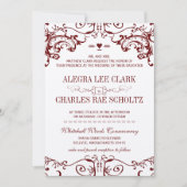 ヴィンテージレッドブルガンディワインタイポグラフィ招待状 招待状 (正面)