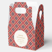 ヴィンテージレッドブルー幾何学模様カスタムクリスマスメリークリスマス フェイバーボックス (オープン)