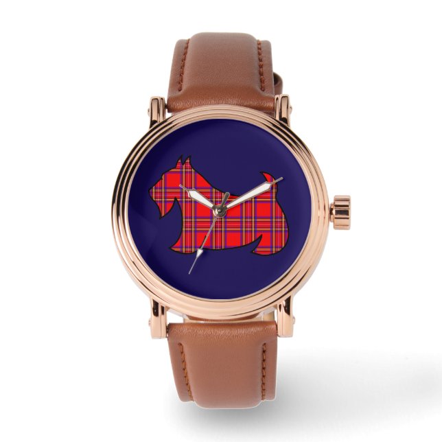 ヴィンテージレッドプリッドスコティッシュテリアウォッチ 腕時計 (正面)
