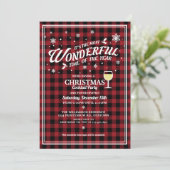 ヴィンテージレッドプレイドクリスマスカクテルパーティー 招待状 (スタンド正面)