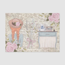 ヴィンテージレッドヘアガールバラオールドレターデコップページ