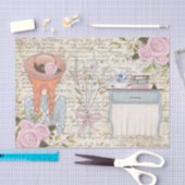 ヴィンテージレッドヘアガールバラオールドレターデコップページ 薄葉紙 (クラフト)