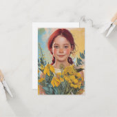 ヴィンテージレッドヘッドオーストラリアの少女と花 カード (正面/裏面インサイチュ)