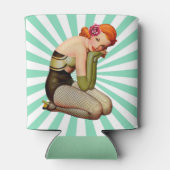 ヴィンテージレッドヘッドピンアップガールとバラクーラーボックス 缶クーラー (裏面)