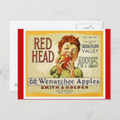ヴィンテージレッドヘッドブランドワシントンりんごポストカード ポストカード (正面/裏面)
