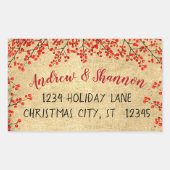 ヴィンテージレッドベリーウィンターグリーン 長方形シール (正面)