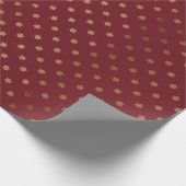 ヴィンテージレッドホリデー金ゴールドスノーフレークスラッピング紙 ラッピングペーパー (角)