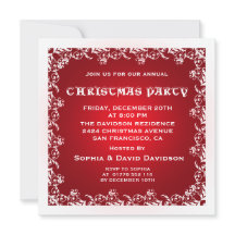 ヴィンテージレッドホワイトクリスマスパーティの招待状