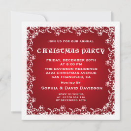 ヴィンテージレッドホワイトクリスマスパーティの招待状 招待状