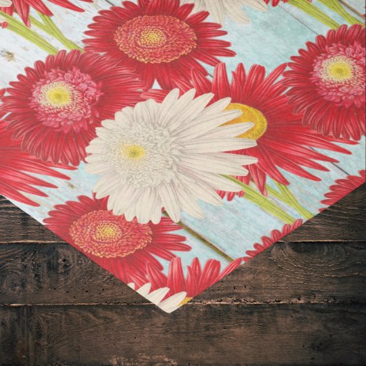 ヴィンテージレッドホワイトピレタムデイジースカイブルーフェンス 薄葉紙