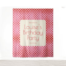 ヴィンテージレッドホワイト水玉模様誕生日ウォール背景